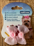 Honden vlinderdasstrikje met strikje en roosje en plastic clip sluiting. | Superbay