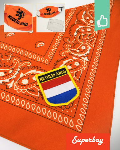 Aanbieding Oranje Honden Bandana & Mondkapje bij Superbay  
